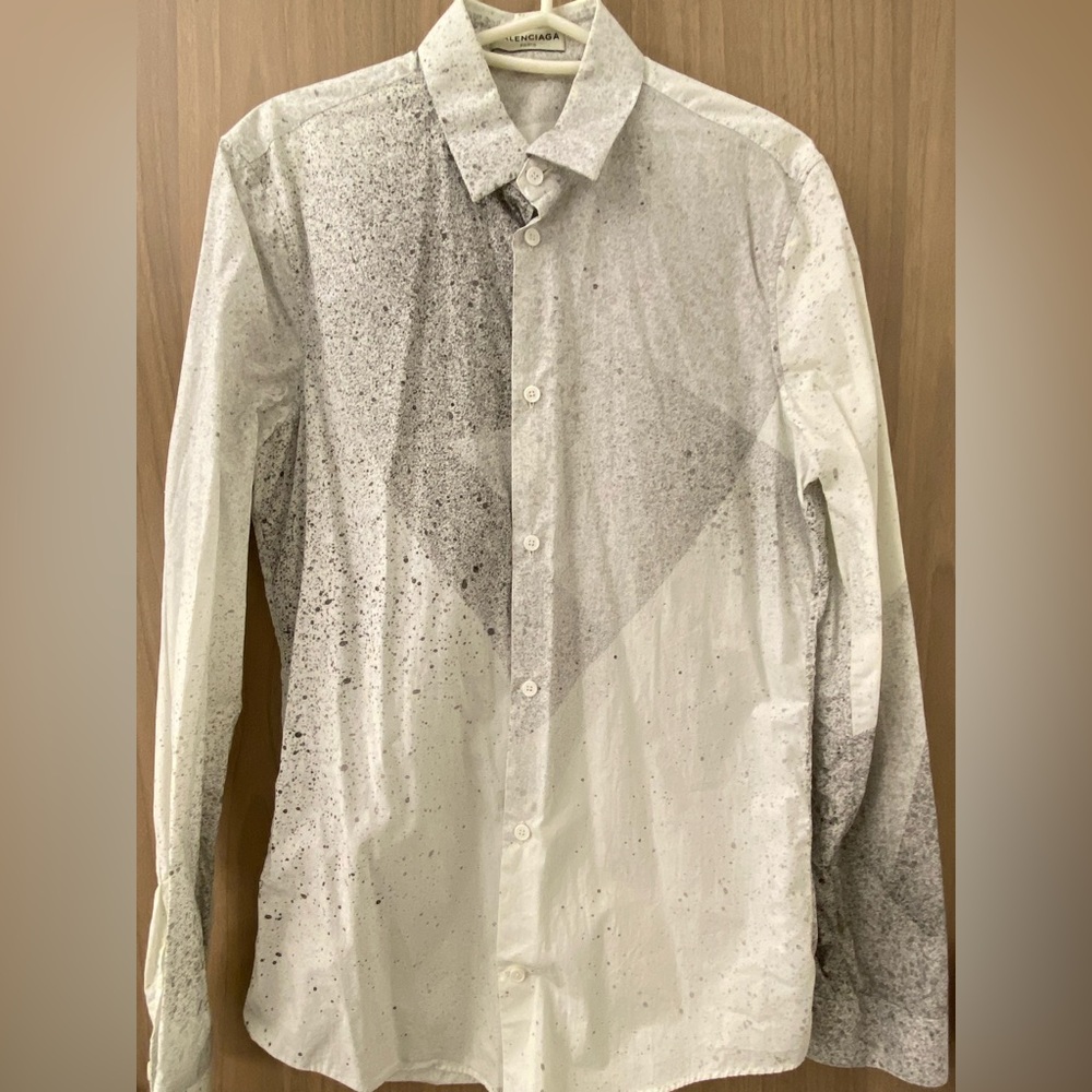 Balenciaga White Paint Splatter Shirt - 38